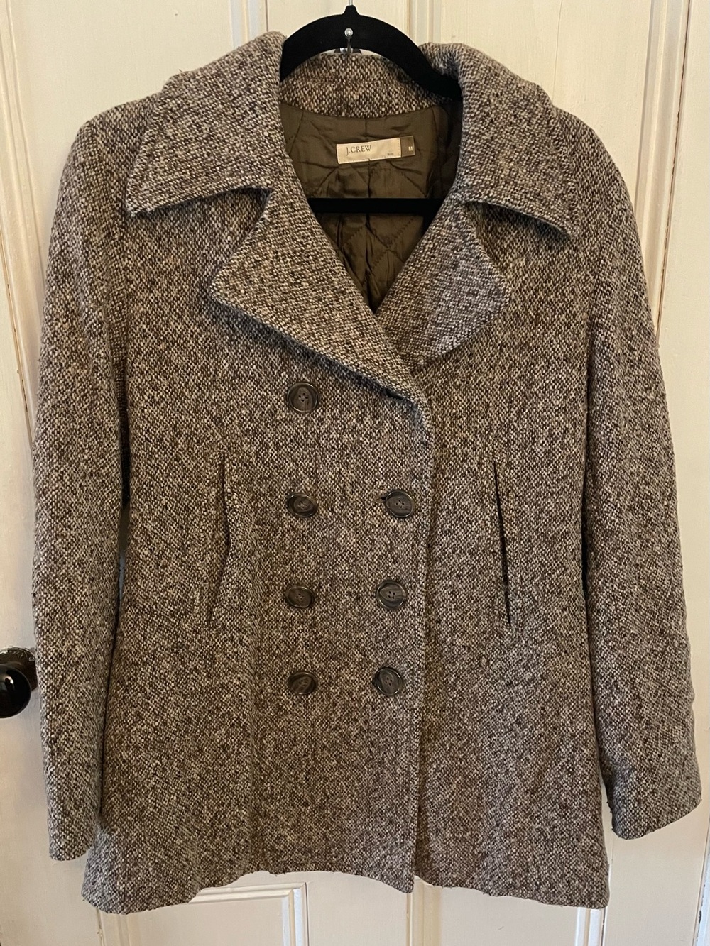 J.Crew Brown Wool Blend Peacoat Women's Medium Double Breasted Classic Jacket